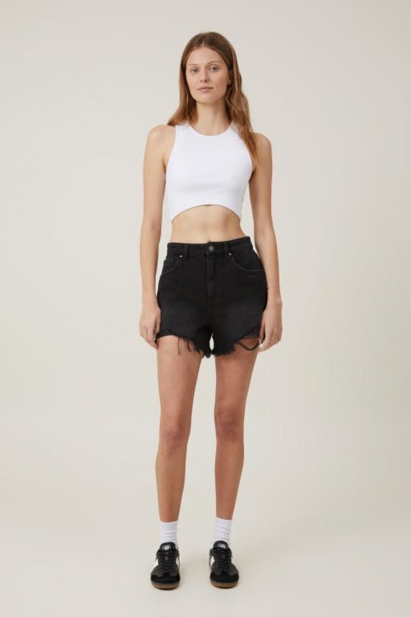 Cotton On High Mom Denim Women's Shorts Black | EHe7W1jPQE4