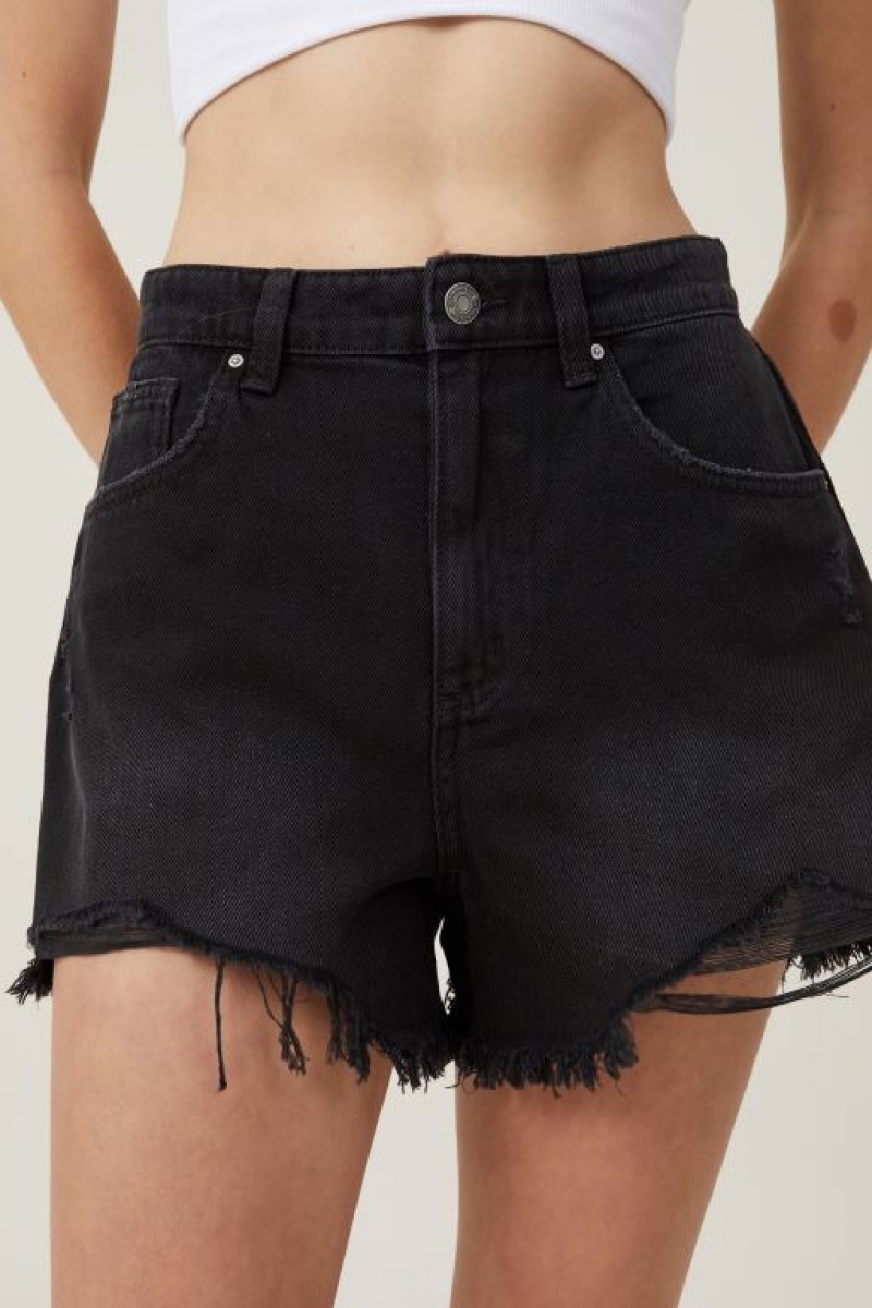 Cotton On High Mom Denim Women's Shorts Black | EHe7W1jPQE4