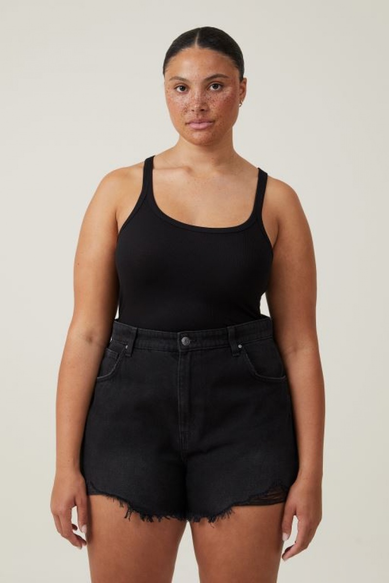 Cotton On High Mom Denim Women's Shorts Black | EHe7W1jPQE4