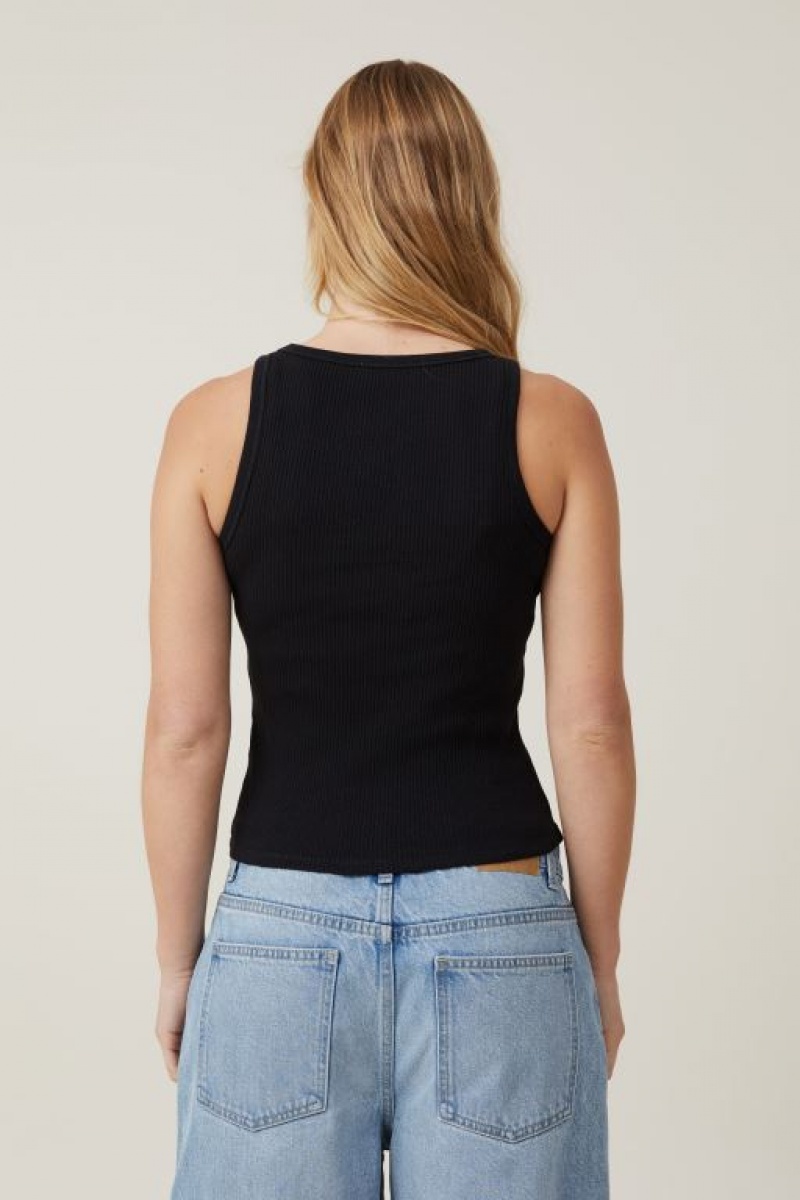 Cotton On High Neck Women's Tanks Black | X3dT2NPpIeC