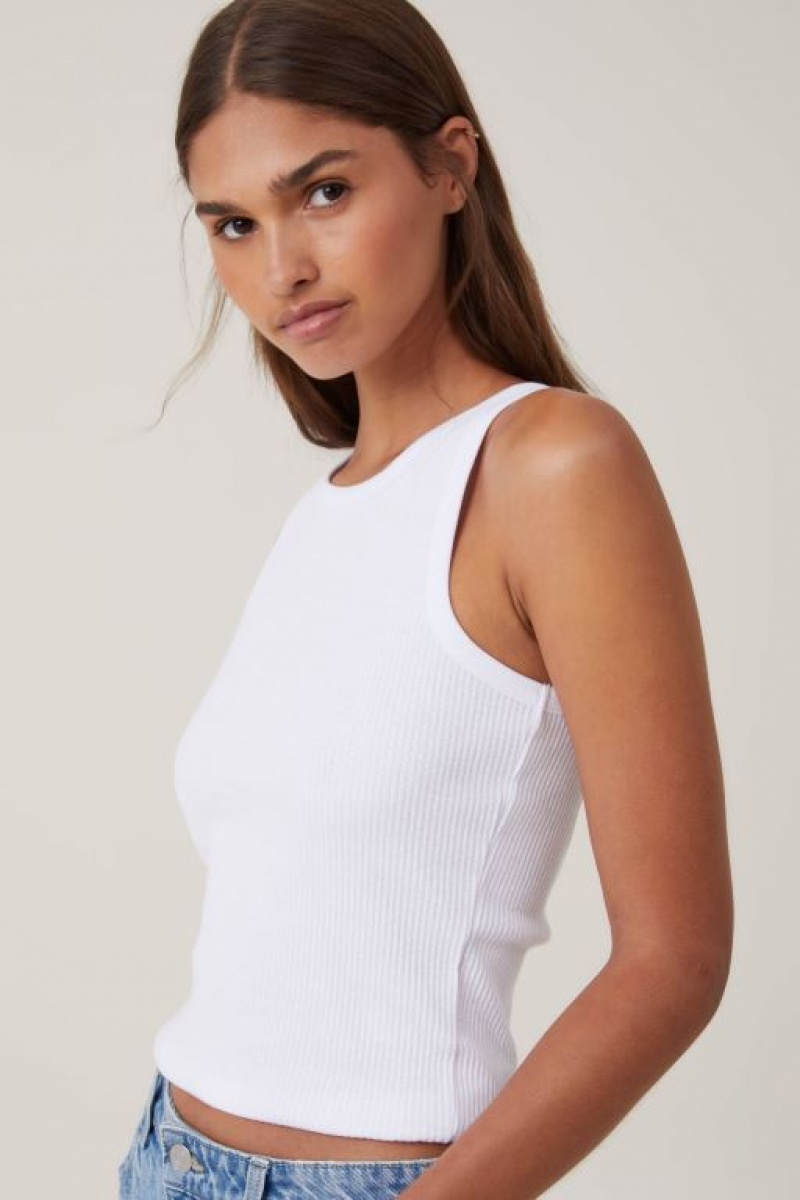 Cotton On High Neck Women's Tanks White | exF05JxLtg4