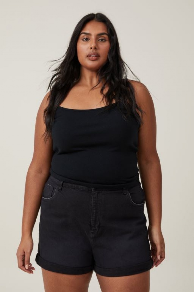 Cotton On High Rise Classic Stretch Denim Women's Shorts Black | 7twhkGxkoE5
