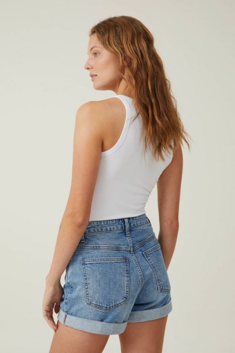 Cotton On High Rise Classic Stretch Denim Women's Shorts Blue | tWLAgdk4Heh