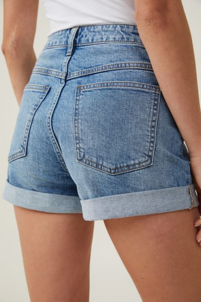 Cotton On High Rise Classic Stretch Denim Women's Shorts Blue | tWLAgdk4Heh