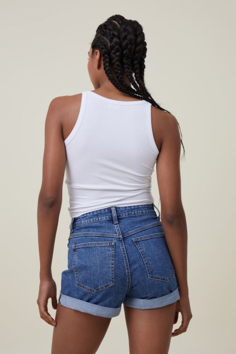 Cotton On High Rise Classic Stretch Denim Women's Shorts Blue | mlJtIwogT2Q