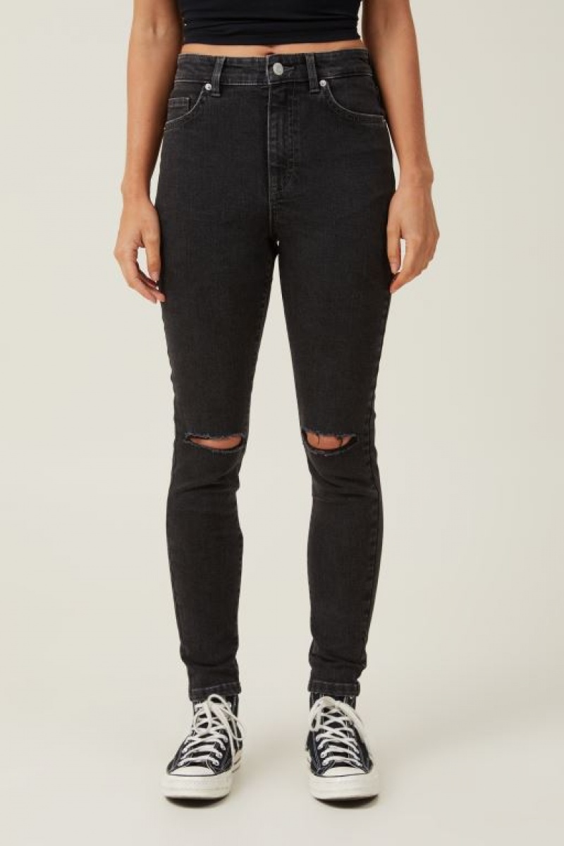 Cotton On High Rise Skinny Jean Women's Pants Deep Grey Black | ADnhmMPKMdn