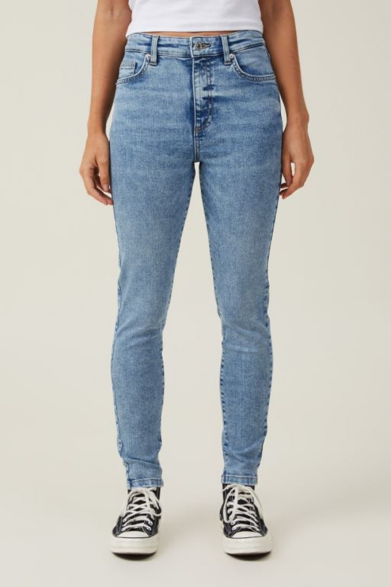 Cotton On High Rise Skinny Women's Jeans Blue | ZF4iTfOzUpP