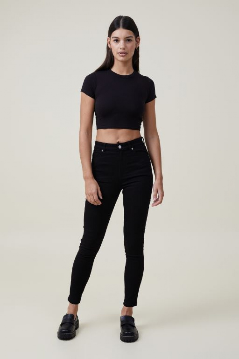 Cotton On High Rise Skinny Women's Jeans Black | W7jcoOIHx8i