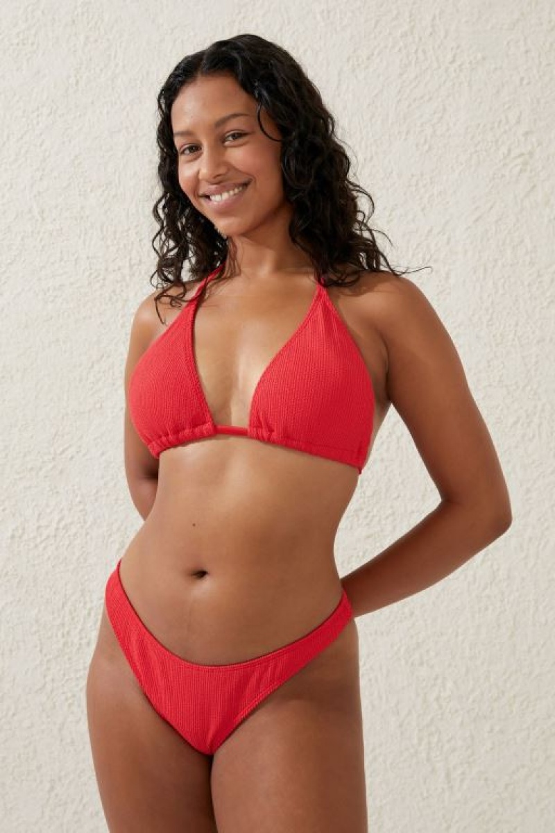 Cotton On High Side Brazilian Seam Women's Bikini Bottoms Red | clo62SmNDAB