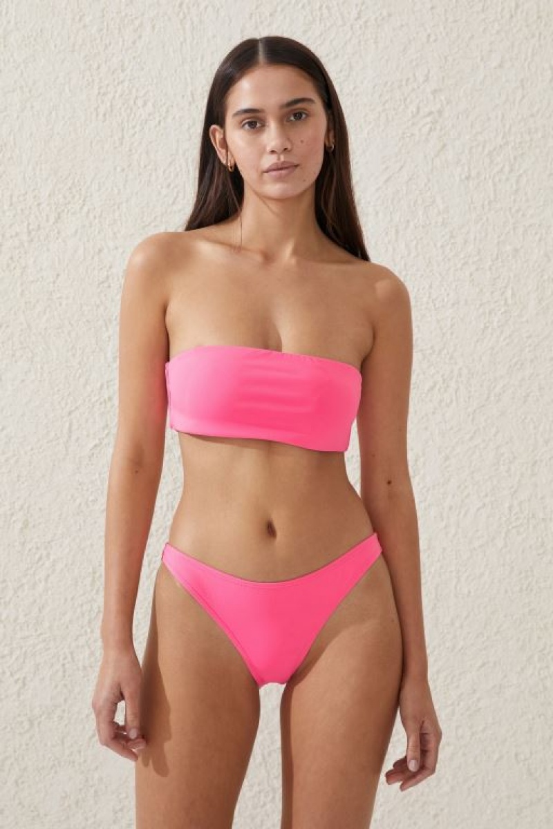 Cotton On High Side Brazilian Seam Women's Bikini Bottoms Pink | 8WjlUSktgSb