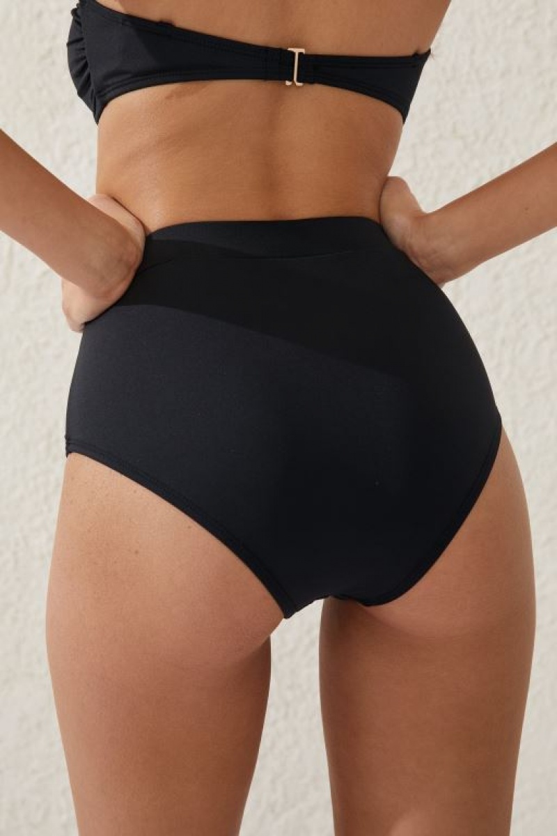 Cotton On Highwaisted Boyleg Women's Bikini Bottoms Black | FqiaWmfRLSg