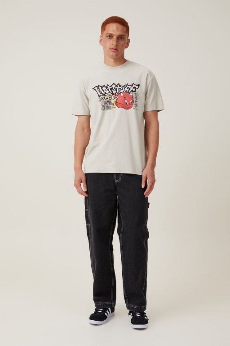 Cotton On Hot Stuff Loose Fit Men's Graphic T-Shirts White | pl2ZO07Vxxs