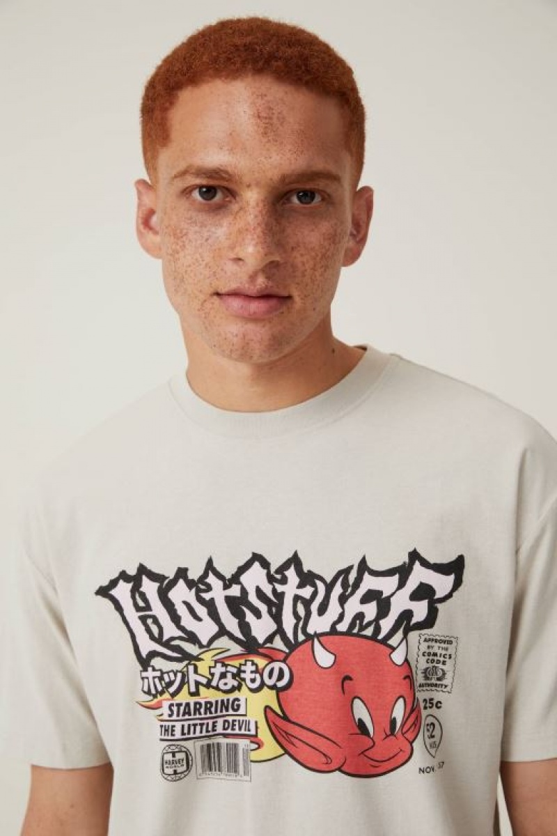 Cotton On Hot Stuff Loose Fit Men's Graphic T-Shirts White | pl2ZO07Vxxs