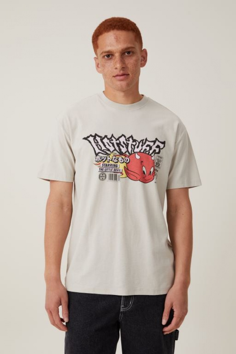 Cotton On Hot Stuff Loose Fit Men\'s Graphic T-Shirts White | pl2ZO07Vxxs