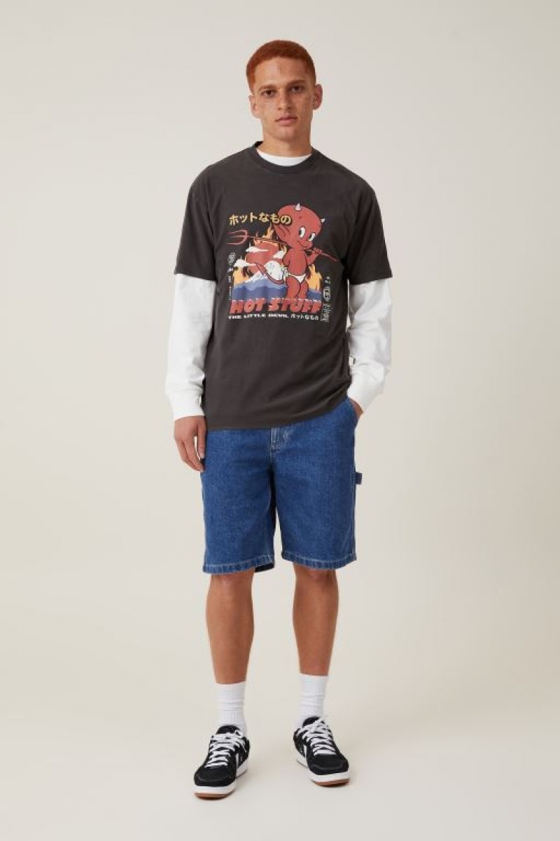 Cotton On Hot Stuff Loose Fit Men's Graphic T-Shirts Black | Rqzv7SarxZh
