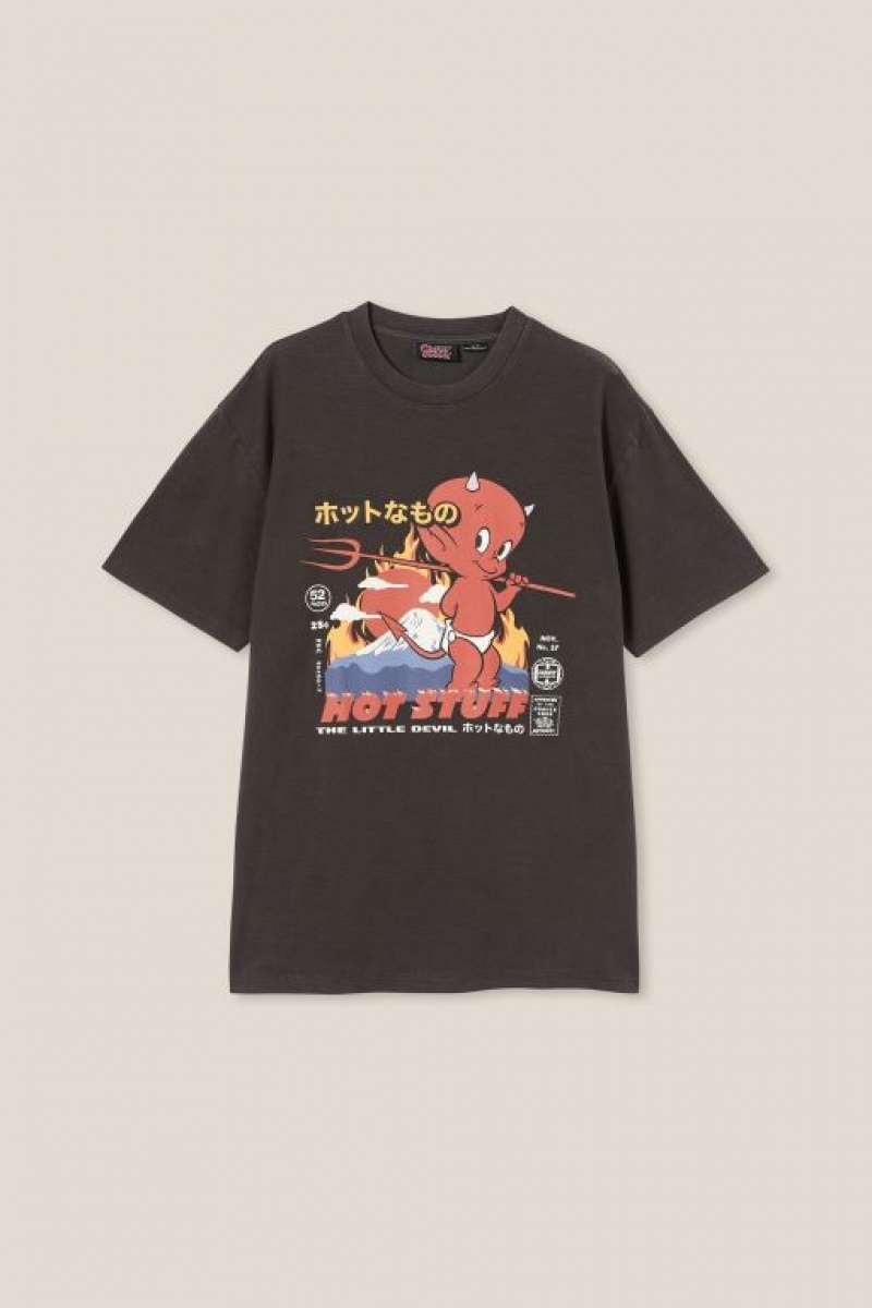 Cotton On Hot Stuff Loose Fit Men's Graphic T-Shirts Black | Rqzv7SarxZh