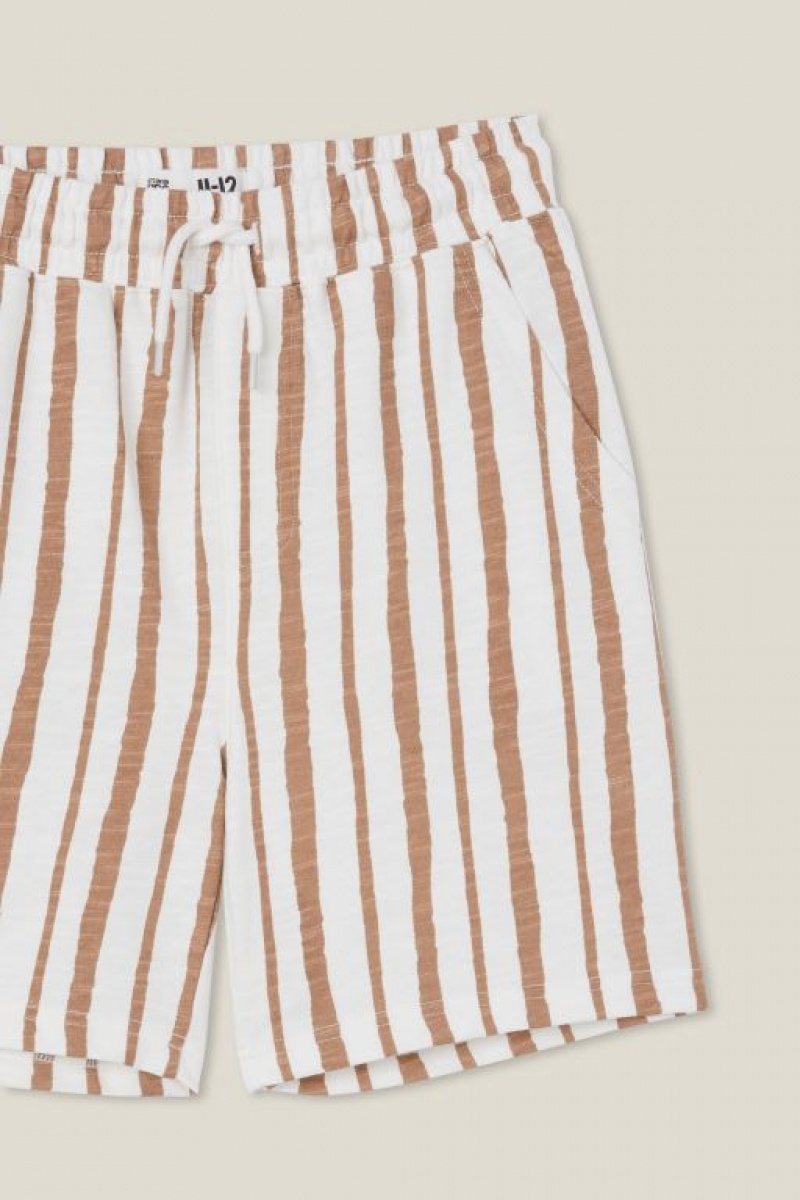Cotton On Hudson Slouch Boys' Shorts Light Yellow / Brown Stripes | hMFX48wK1iX