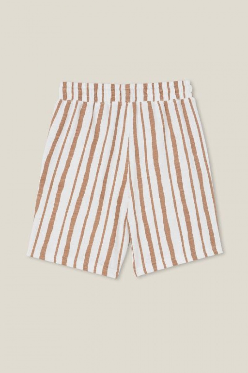 Cotton On Hudson Slouch Boys' Shorts Light Yellow / Brown Stripes | hMFX48wK1iX