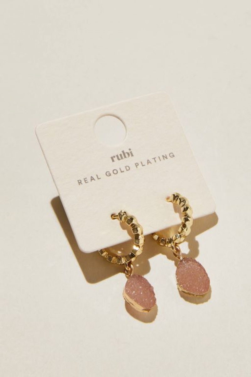Cotton On Huggie Hoop Earring Women's Jewellery Gold Rose | OAaLElV4XQ4