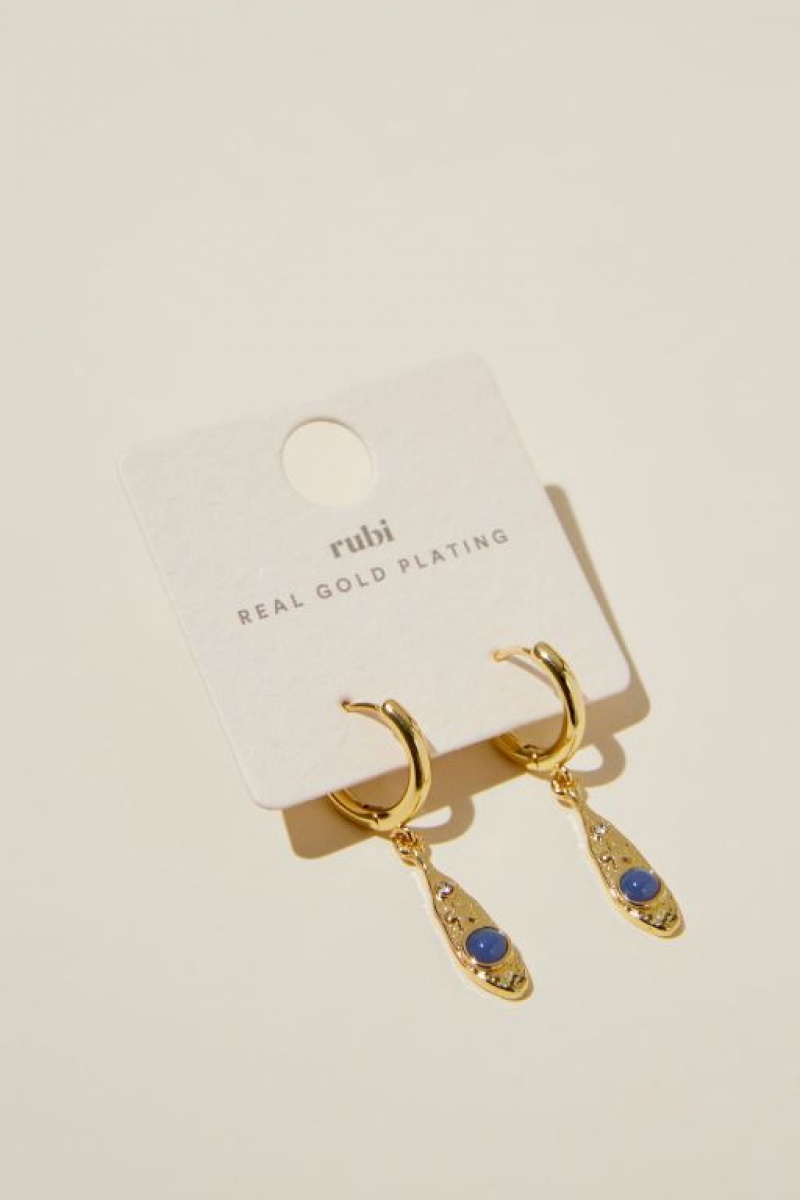 Cotton On Huggie Hoop Earring Women's Jewellery Gold Blue | eg0Qyqjdqvk