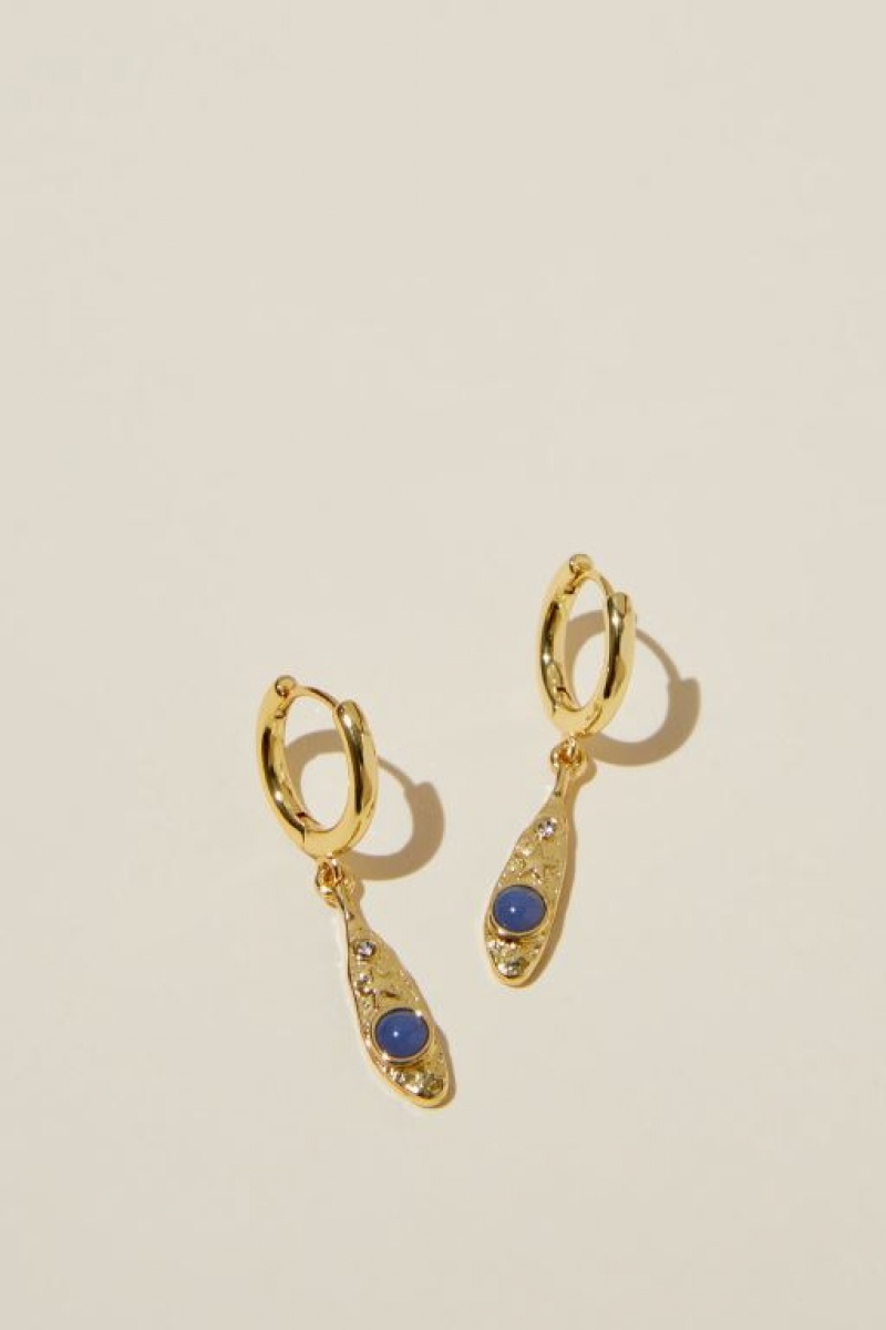 Cotton On Huggie Hoop Earring Women\'s Jewellery Gold Blue | eg0Qyqjdqvk