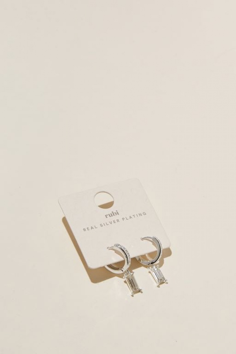Cotton On Huggie Hoop Earring Women's Jewellery Silver | ry9ff59Nlmy