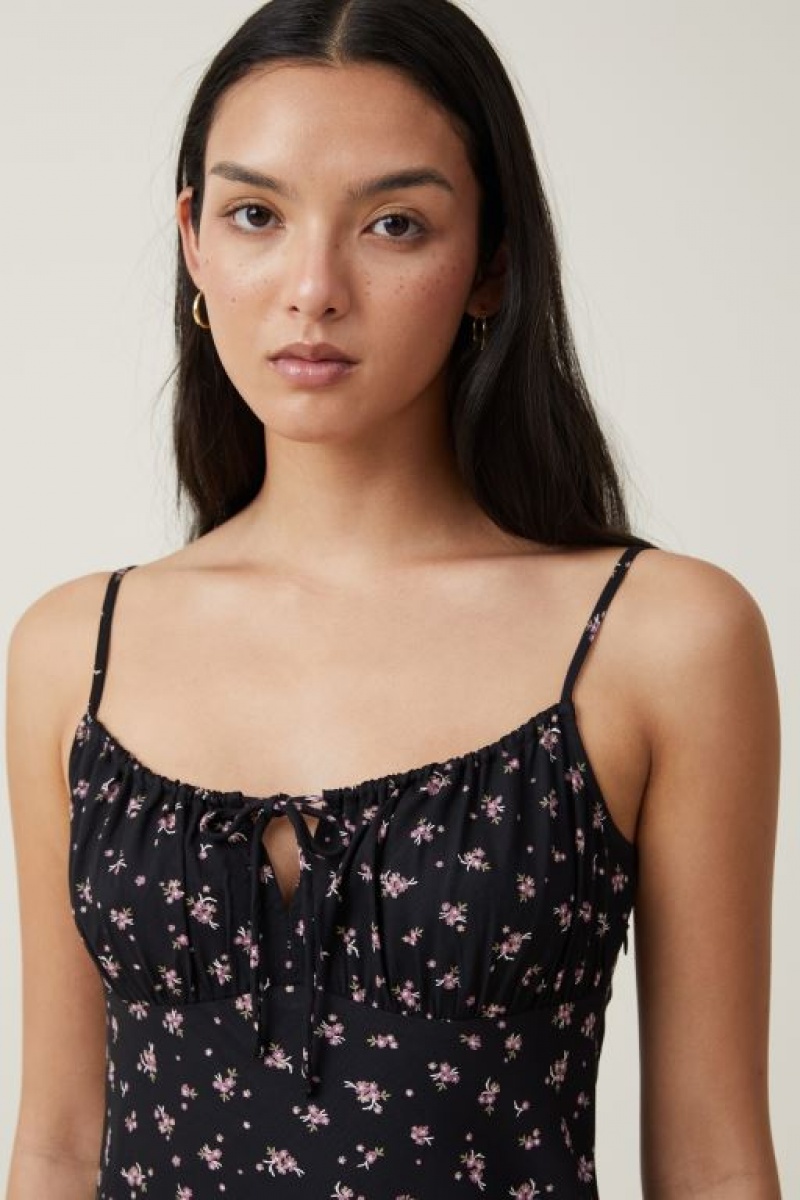 Cotton On Indie Strappy Women's Mini Dress Black | CKABlu5Z9hW