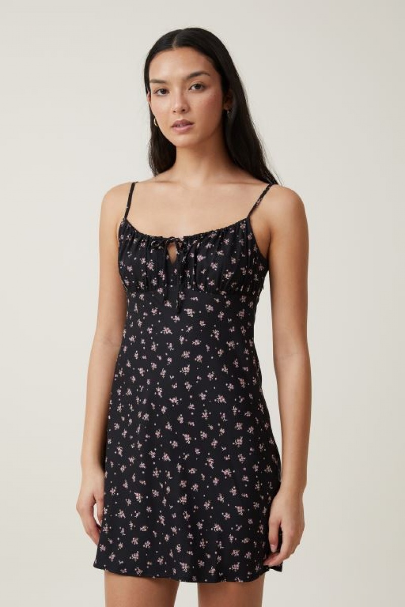 Cotton On Indie Strappy Women\'s Mini Dress Black | CKABlu5Z9hW
