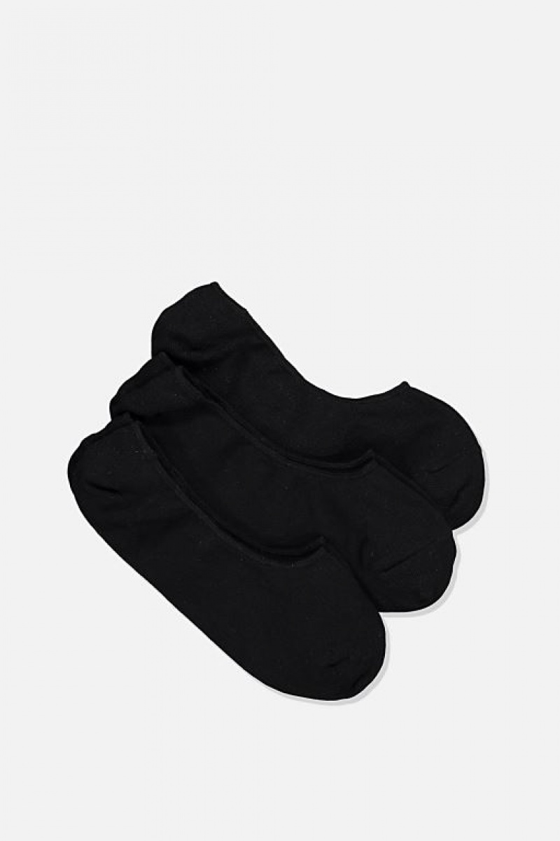 Cotton On Invisible Socks 3 Pack Men\'s Socks Black | W4HdrduCYnM