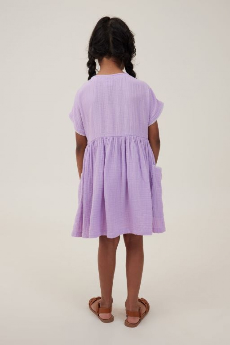 Cotton On Isabel Short Sleeve Girls' Dress Purple | zpJ5UnhiJnJ