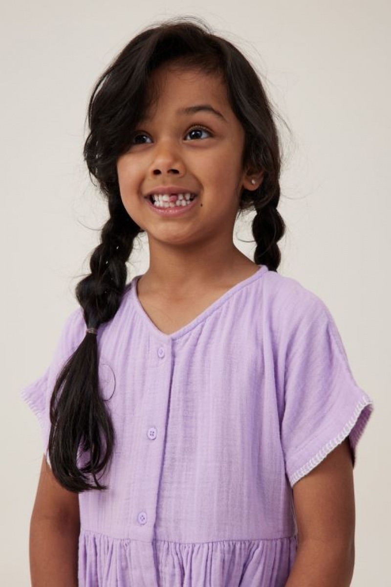 Cotton On Isabel Short Sleeve Girls' Dress Purple | zpJ5UnhiJnJ