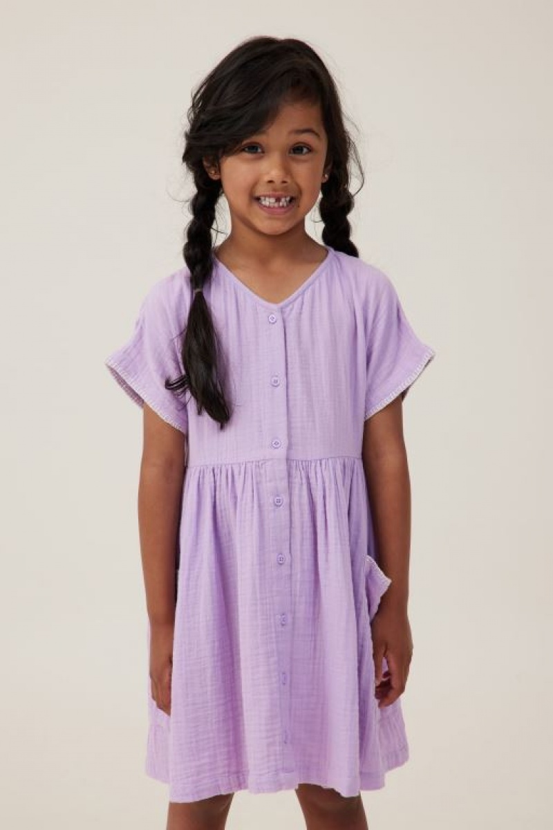 Cotton On Isabel Short Sleeve Girls\' Dress Purple | zpJ5UnhiJnJ