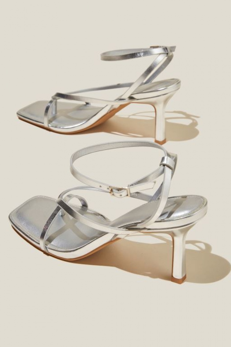 Cotton On Isla Toe Post Stiletto Women's Heels Silver Metal | 8vuKeYiBHhV