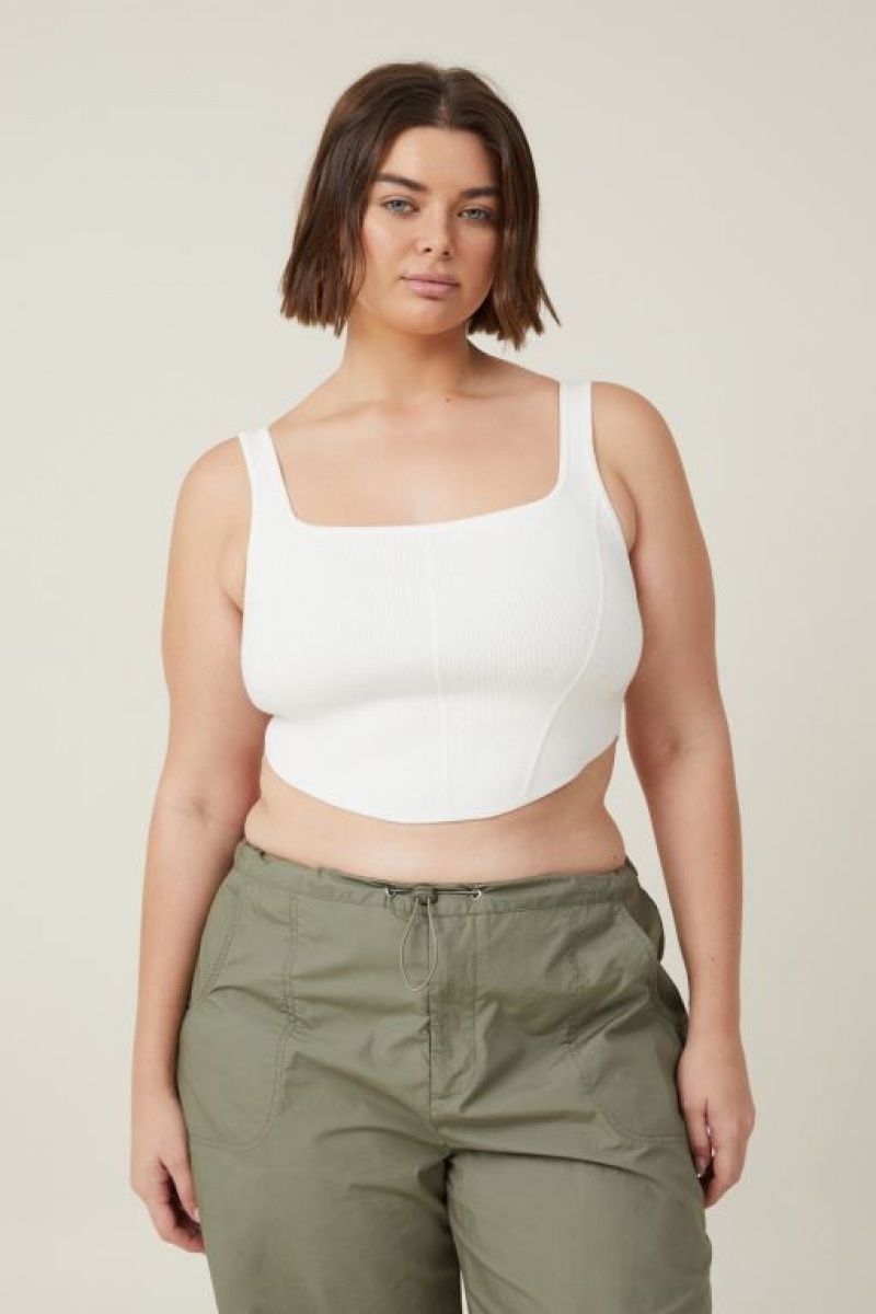 Cotton On Jacquard Corset Women's Tanks White | YPlxO8Ei3hv