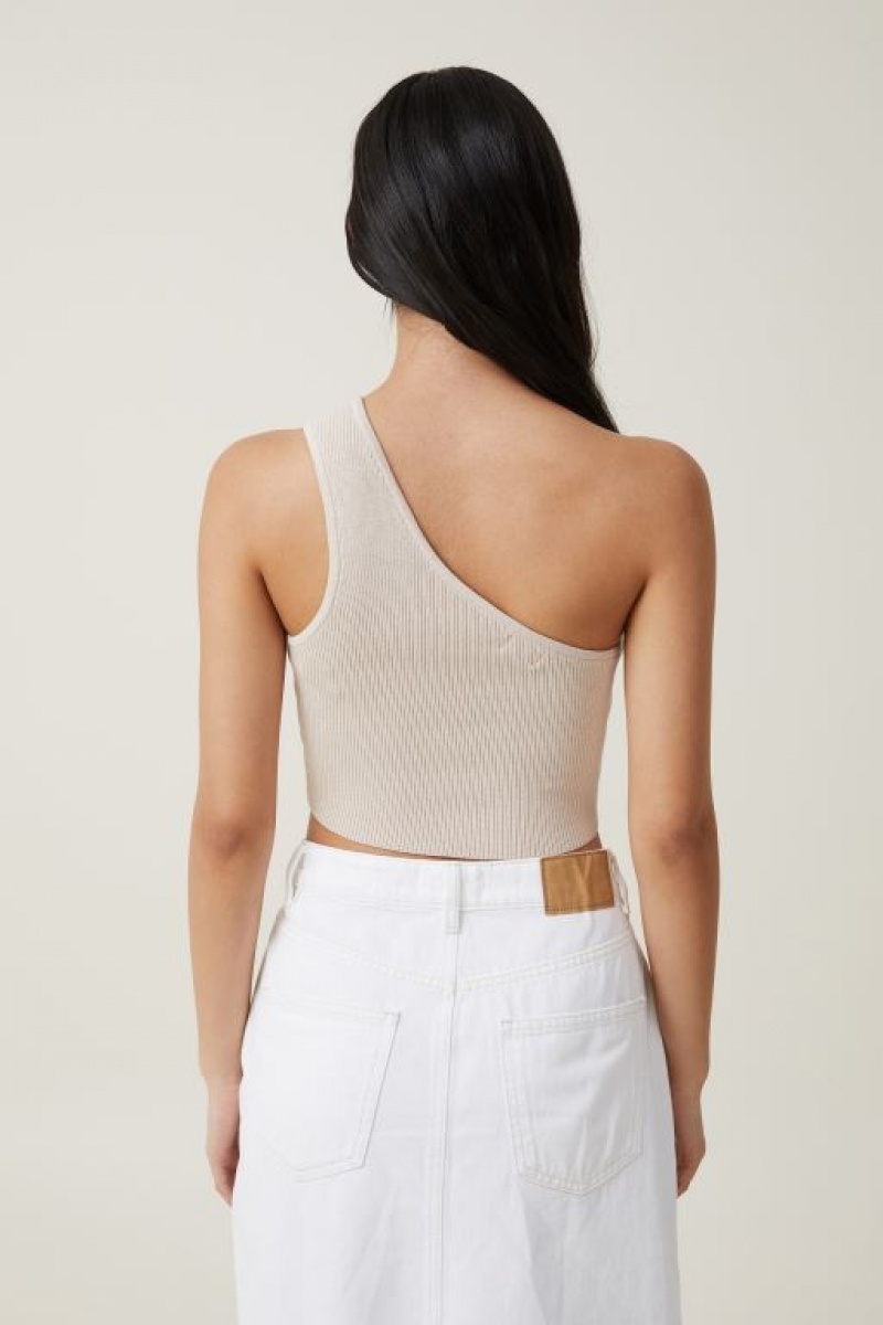 Cotton On Jacquard One Shoulder Tank Women's Knitwear Grey | agoVTWUGKz9