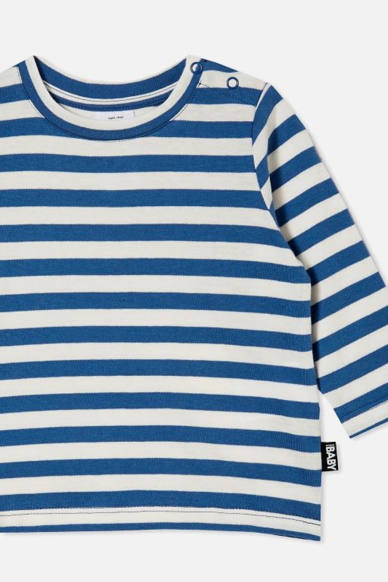 Cotton On Jamie Long Sleeve Baby T Shirts Stripes Blue / Light Yellow | fkufozPSzJQ