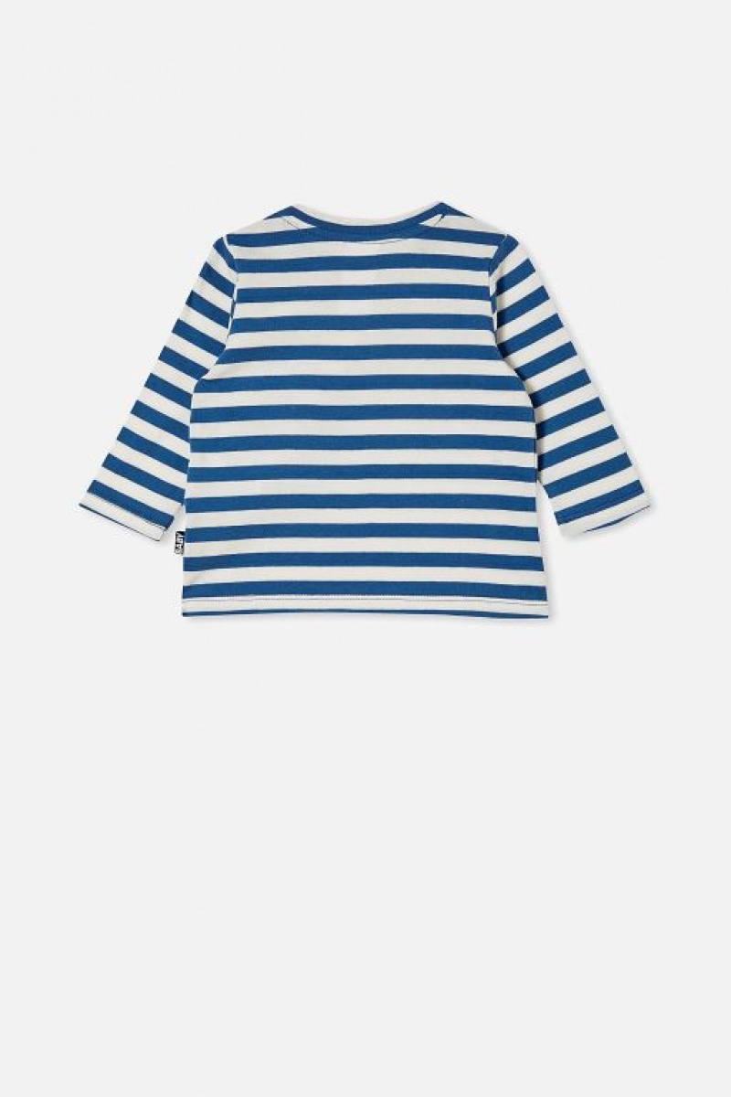 Cotton On Jamie Long Sleeve Baby T Shirts Stripes Blue / Light Yellow | fkufozPSzJQ