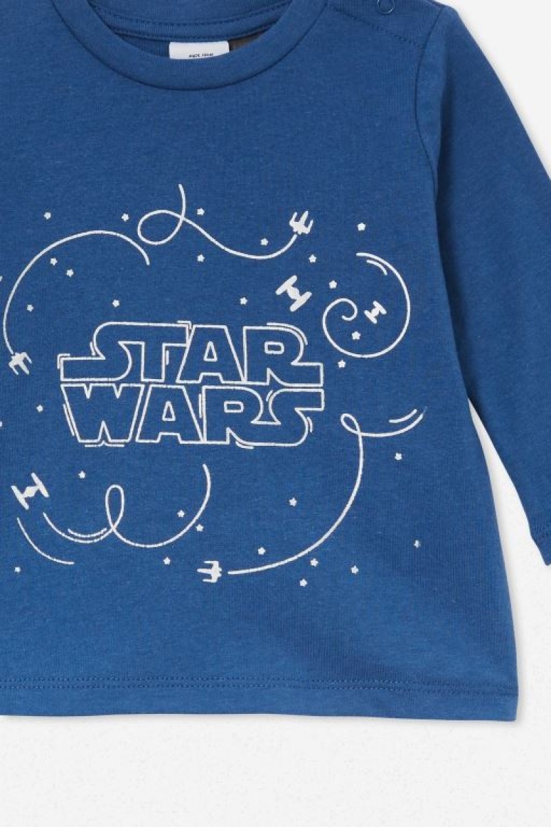 Cotton On Jamie Long Sleeve Lcn Baby T Shirts Blue / Silver | kiXOr7FA6xs