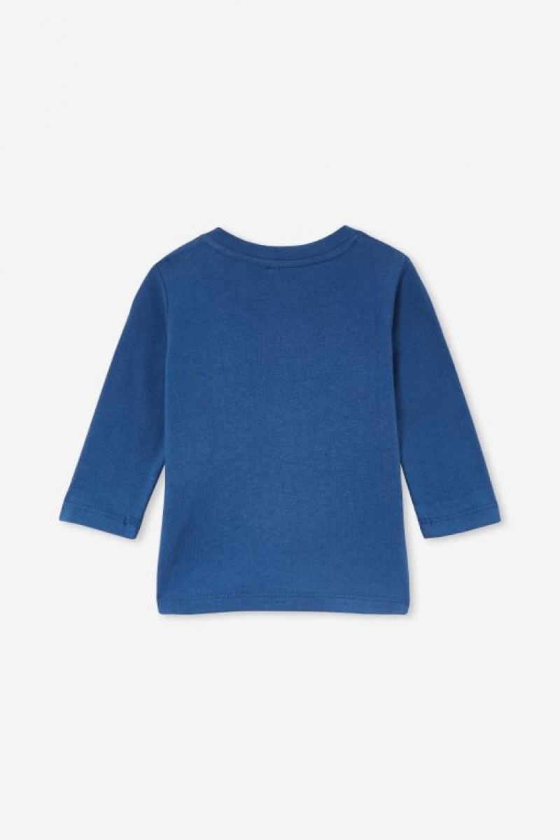 Cotton On Jamie Long Sleeve Lcn Baby T Shirts Blue / Silver | kiXOr7FA6xs