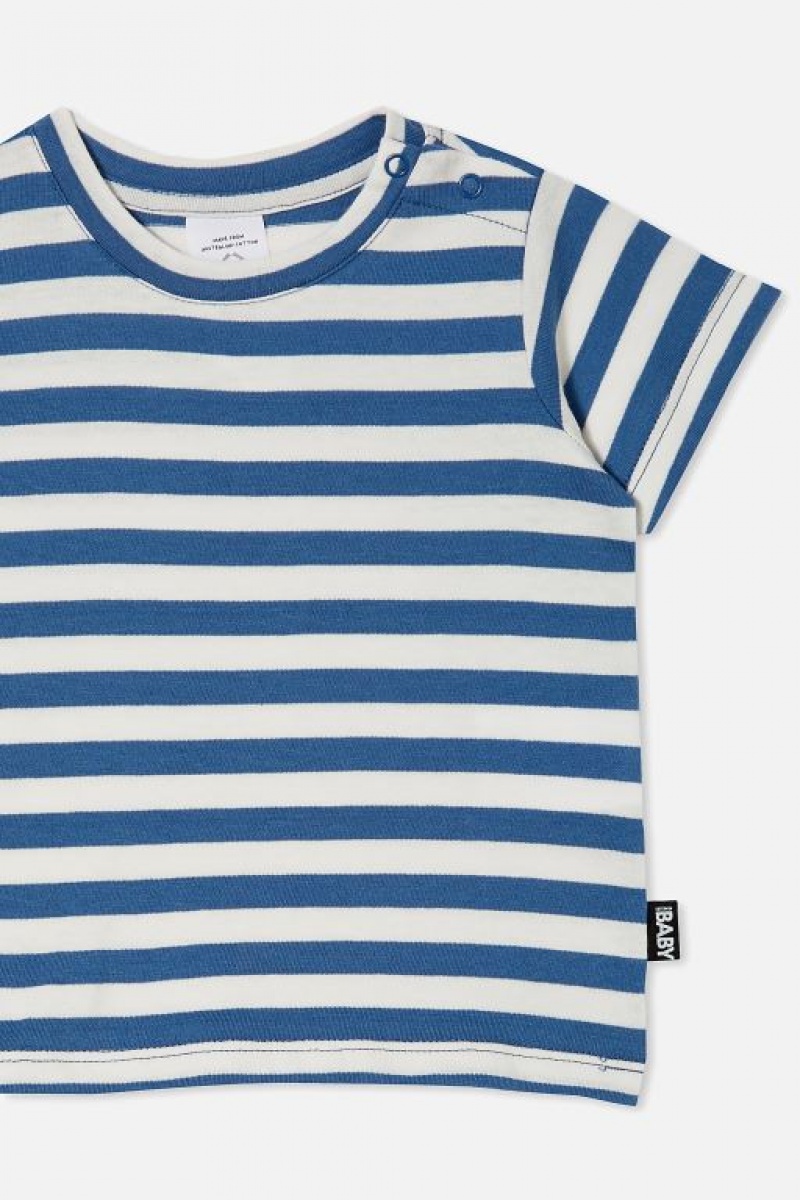 Cotton On Jamie Short Sleeve Baby T Shirts Stripes Blue / Light Yellow | yzc7eSXMstw