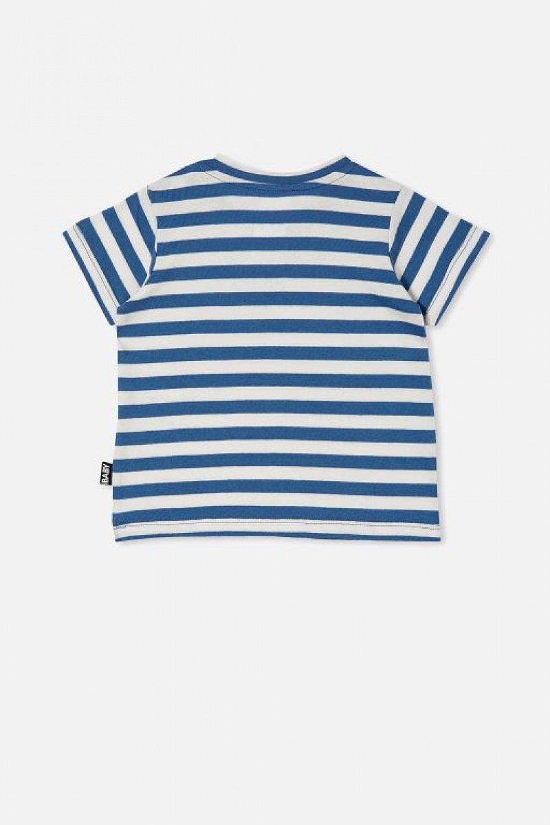 Cotton On Jamie Short Sleeve Baby T Shirts Stripes Blue / Light Yellow | yzc7eSXMstw