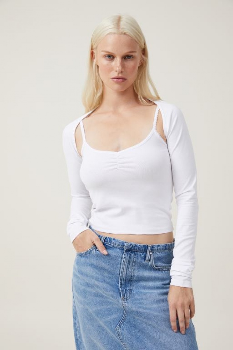 Cotton On Jessica Shrug Women\'s Long Sleeve White | 0xDlCNE0uYX