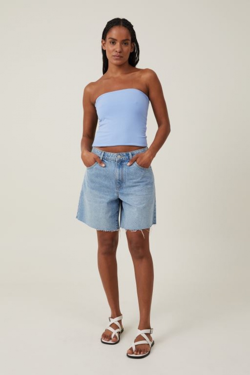 Cotton On Jessica Tube Women's Tanks Blue | IPwAnuCXth4
