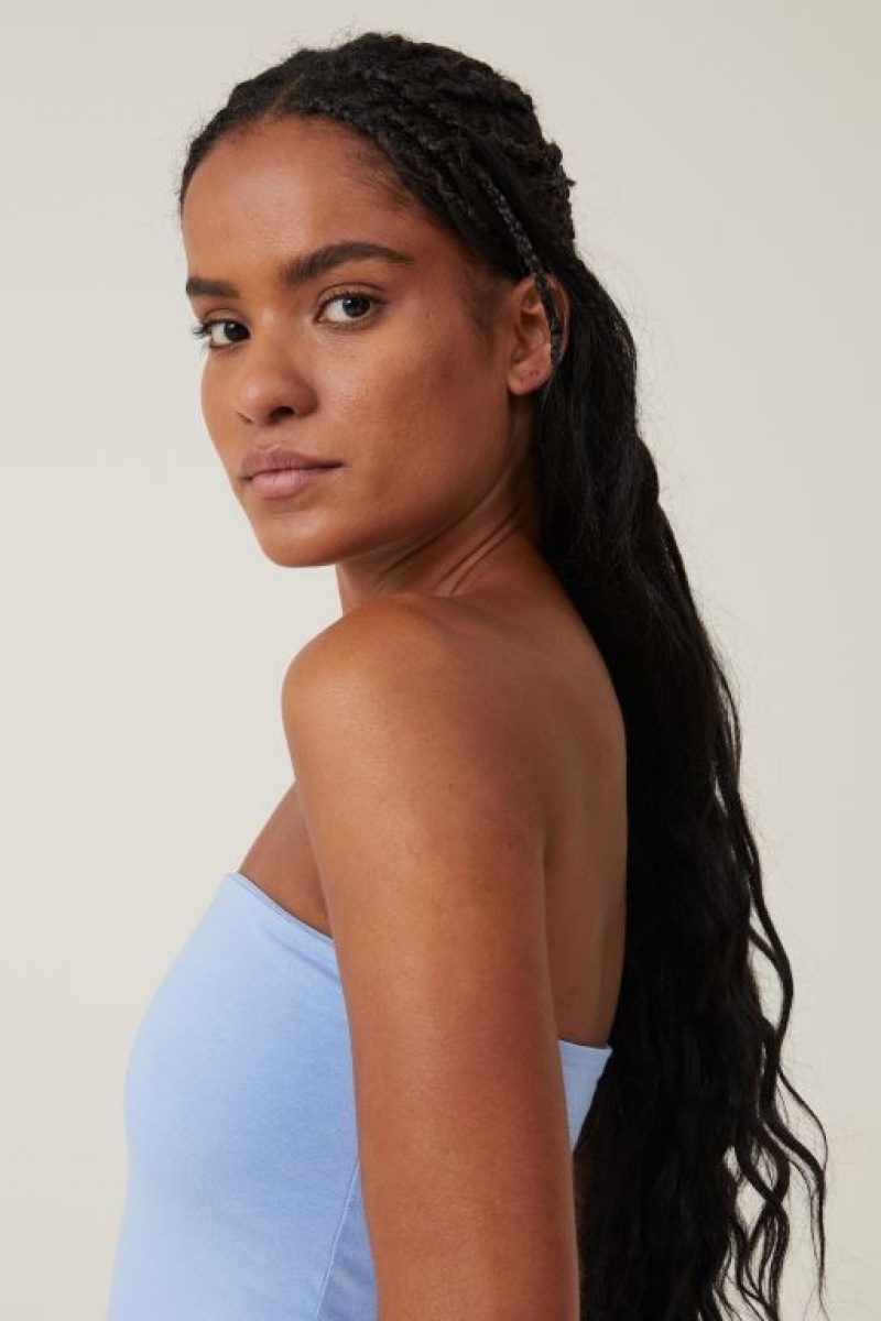 Cotton On Jessica Tube Women's Tanks Blue | IPwAnuCXth4