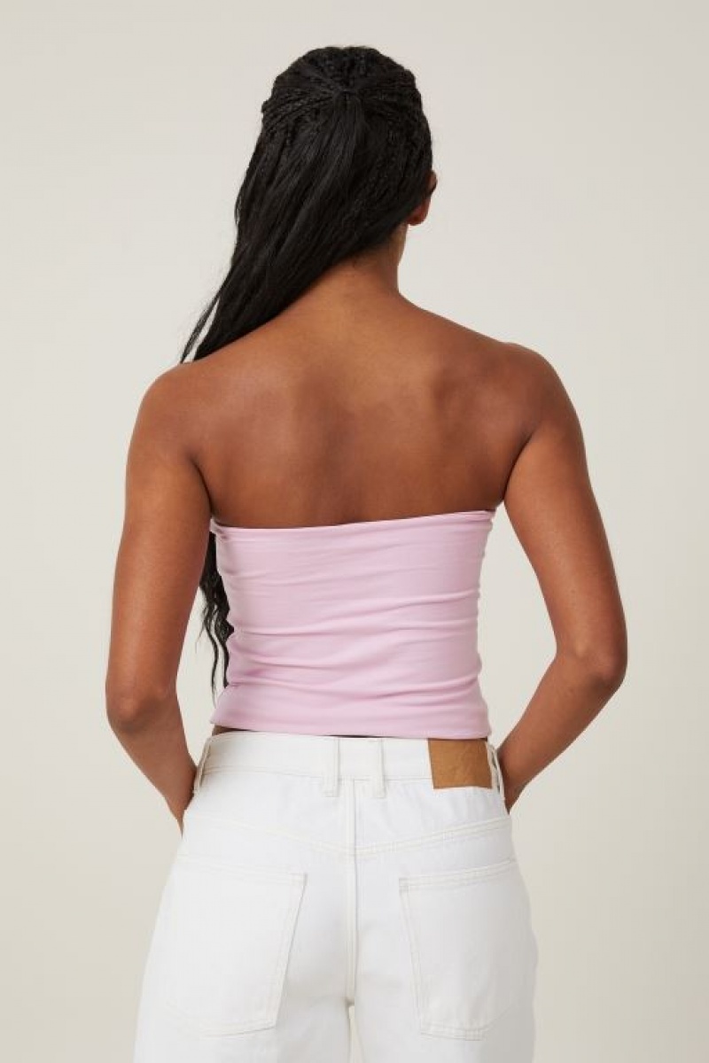 Cotton On Jessica Tube Women's Tanks Pink | Vgl7GQE7kHr