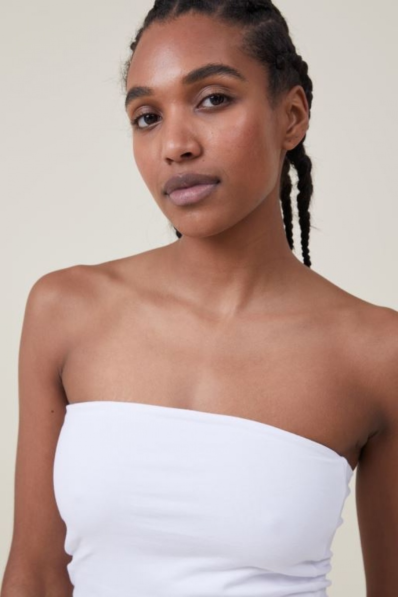 Cotton On Jessica Tube Women's Tanks White | sflpPBSNAZh