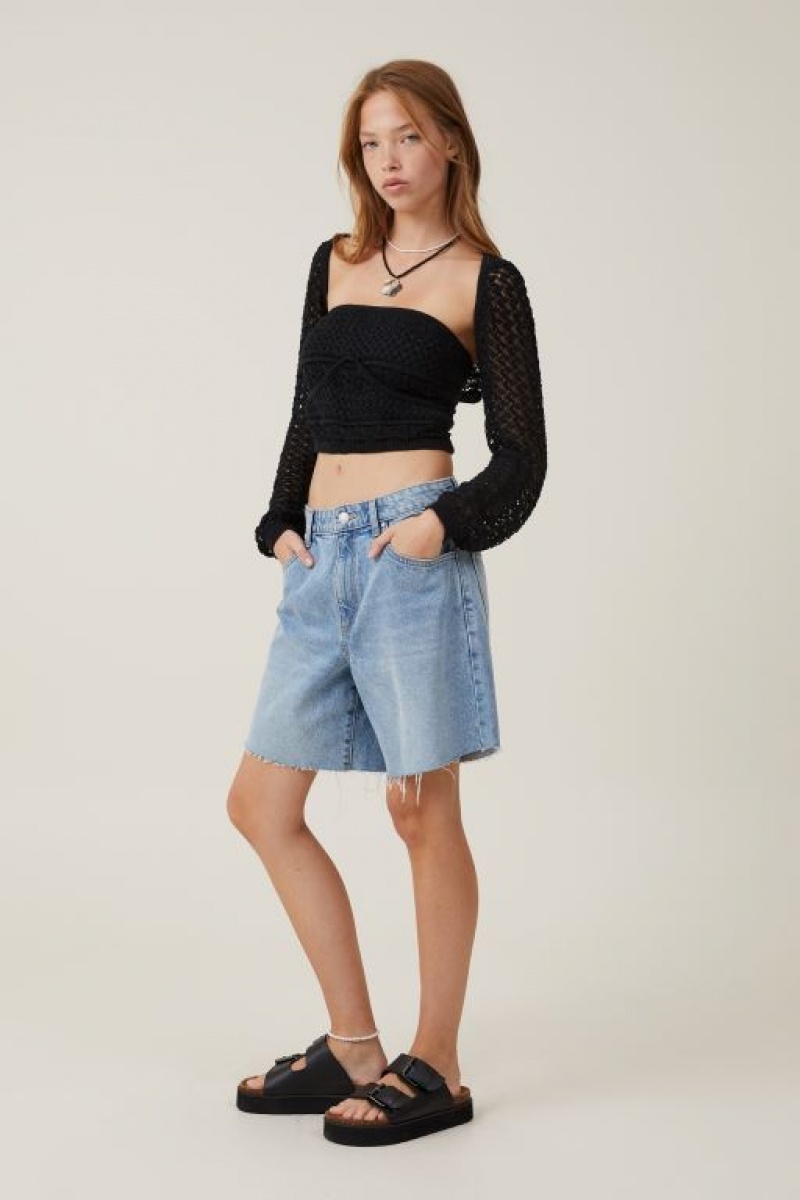 Cotton On Jetset Crochet Shrug Women's Knitwear Black | 5spy4hX26zL