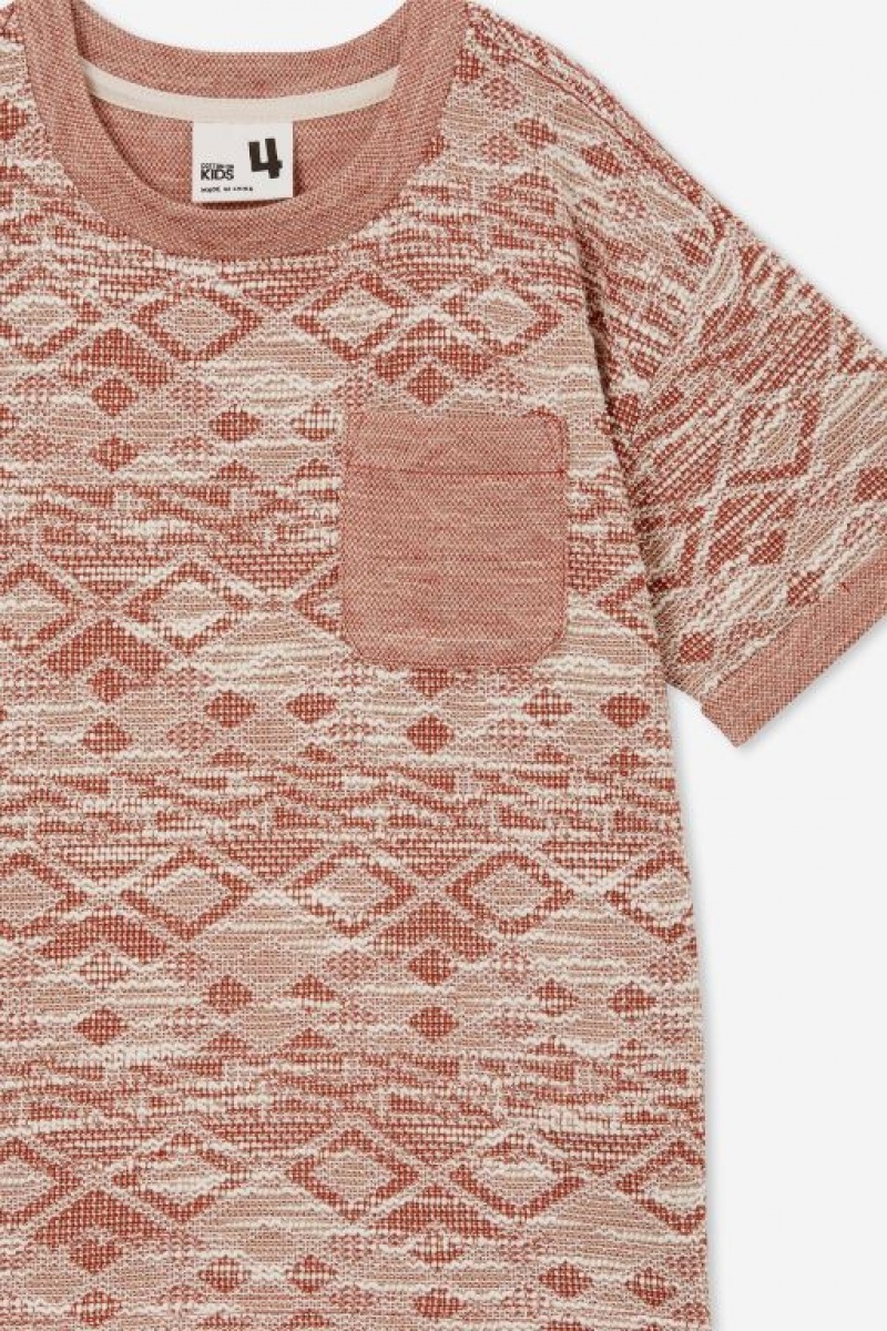 Cotton On Jett Short Sleeve Textured Boys' T Shirts Henna | JIHtpFfJYiQ