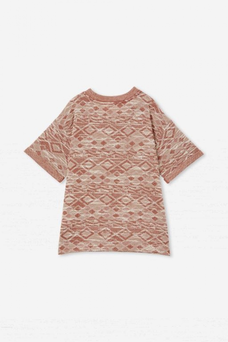 Cotton On Jett Short Sleeve Textured Boys' T Shirts Henna | JIHtpFfJYiQ
