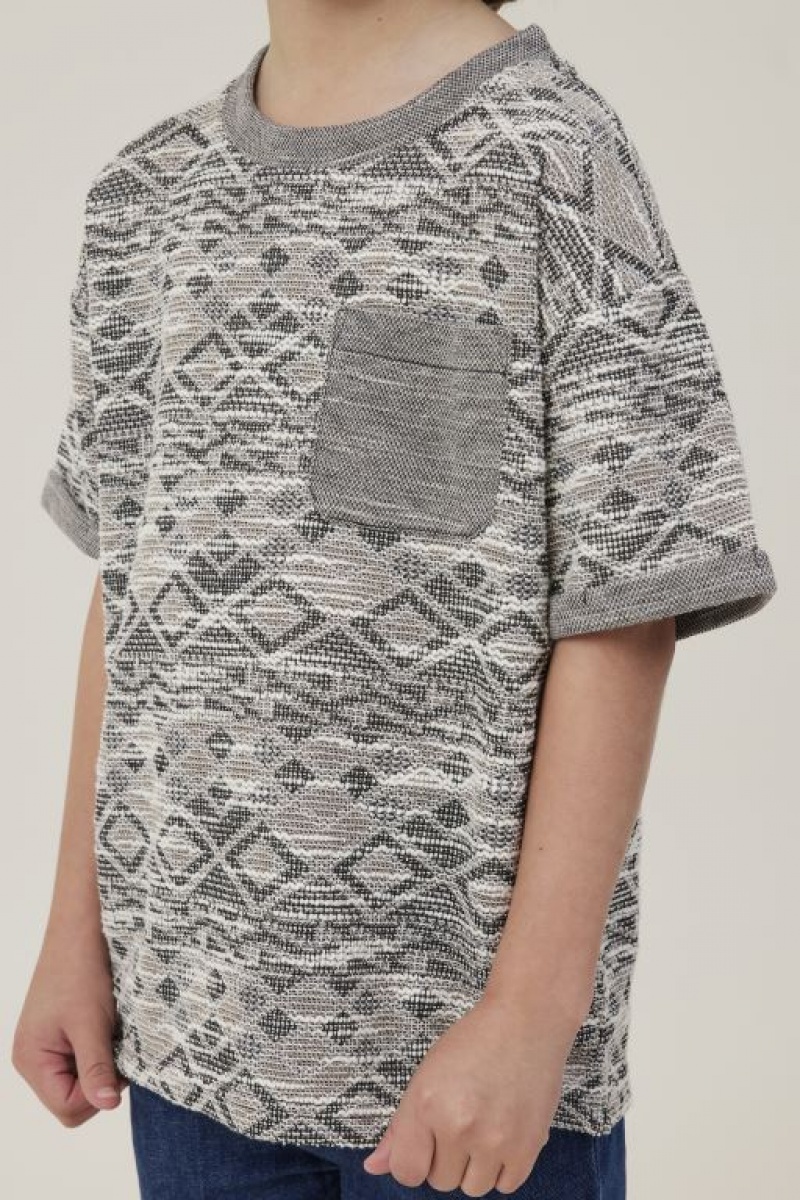 Cotton On Jett Short Sleeve Textured Boys' T Shirts Phantom | oMAJROoaByk